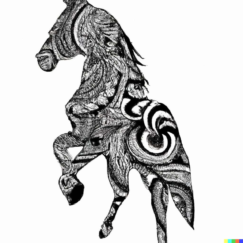 a horse, zentangle drawing